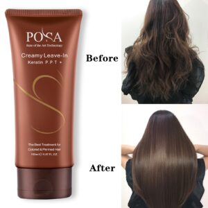 Keratin Protein Leave In Conditioner,Creamy Smooth Vitamin B5 Hair Conditioner, Deep Treatment Heat Protectant P P T,Anti-Frizz Conditioner for Dry Damaged,Color-treated Hair