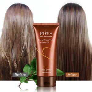 Keratin Protein Leave In Conditioner,Creamy Smooth Vitamin B5 Hair Conditioner, Deep Treatment Heat Protectant P P T,Anti-Frizz Conditioner for Dry Damaged,Color-treated Hair