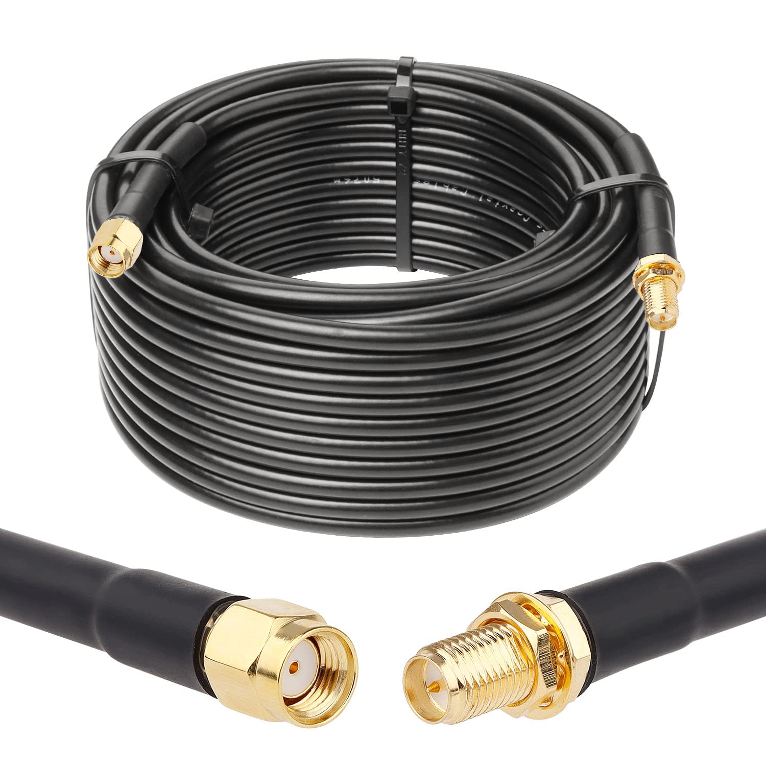 XRDS -RF 50ft RP-SMA Male to RP-SMA Female Coax Cable, RG58 RP-SMA WiFi Antenna Extension Coax Cable for WiFi LAN Router Wireless Network Card Adapter