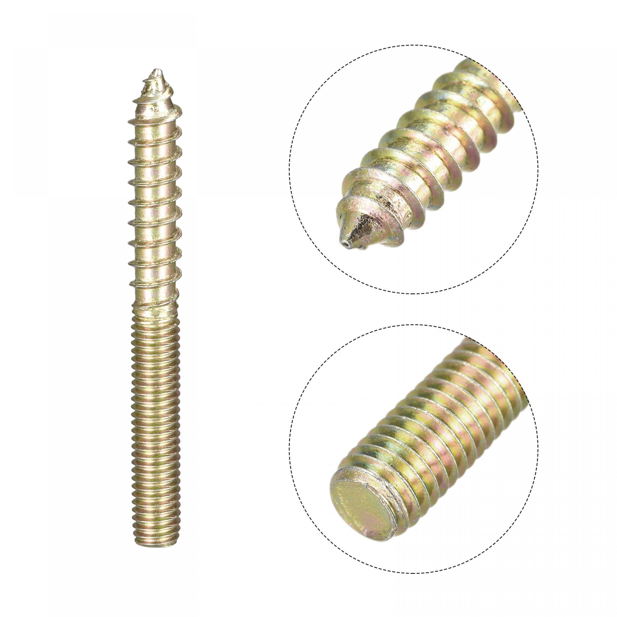 uxcell M5x50mm Hanger Bolts, 20pcs Double Ended Thread Dowel Screws for Wood Furniture