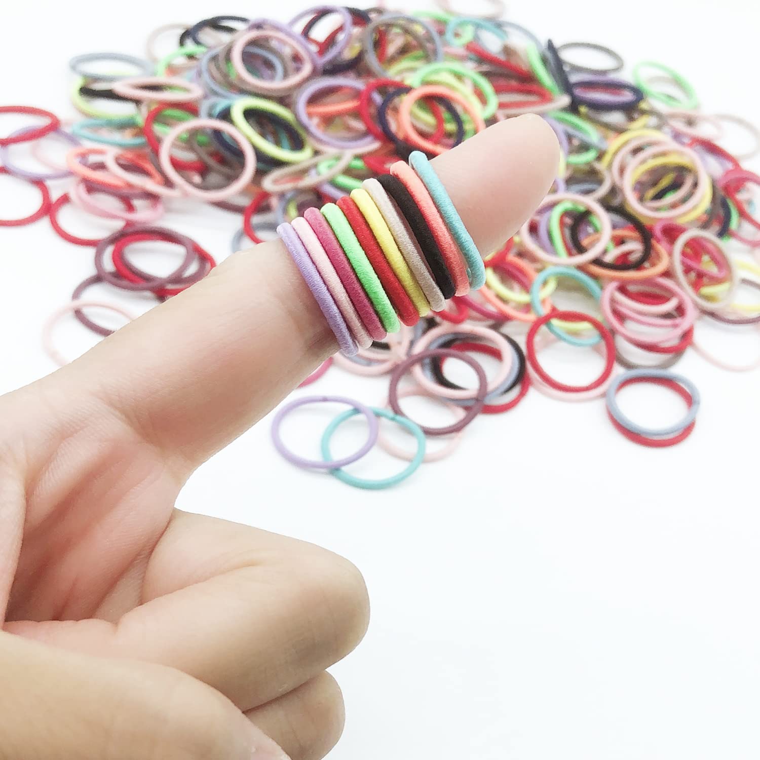 300PCS Baby Toddler Hair Ties， Finger Hair Ties Small Ponytail Holders Hair Ties for Kids Girls