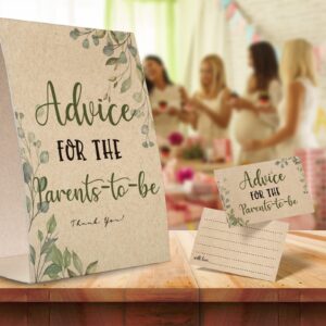 Advice for the Parents-to-Be Sign, Baby Shower Advice Game Kit (1 Standing Sign + 50 Advice Cards), Baby Showers Decorations-NPZAD02