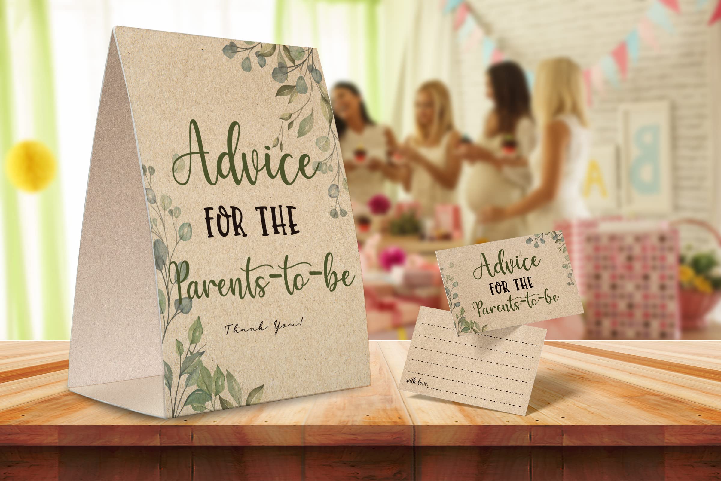 Advice for the Parents-to-Be Sign, Baby Shower Advice Game Kit (1 Standing Sign + 50 Advice Cards), Baby Showers Decorations-NPZAD02