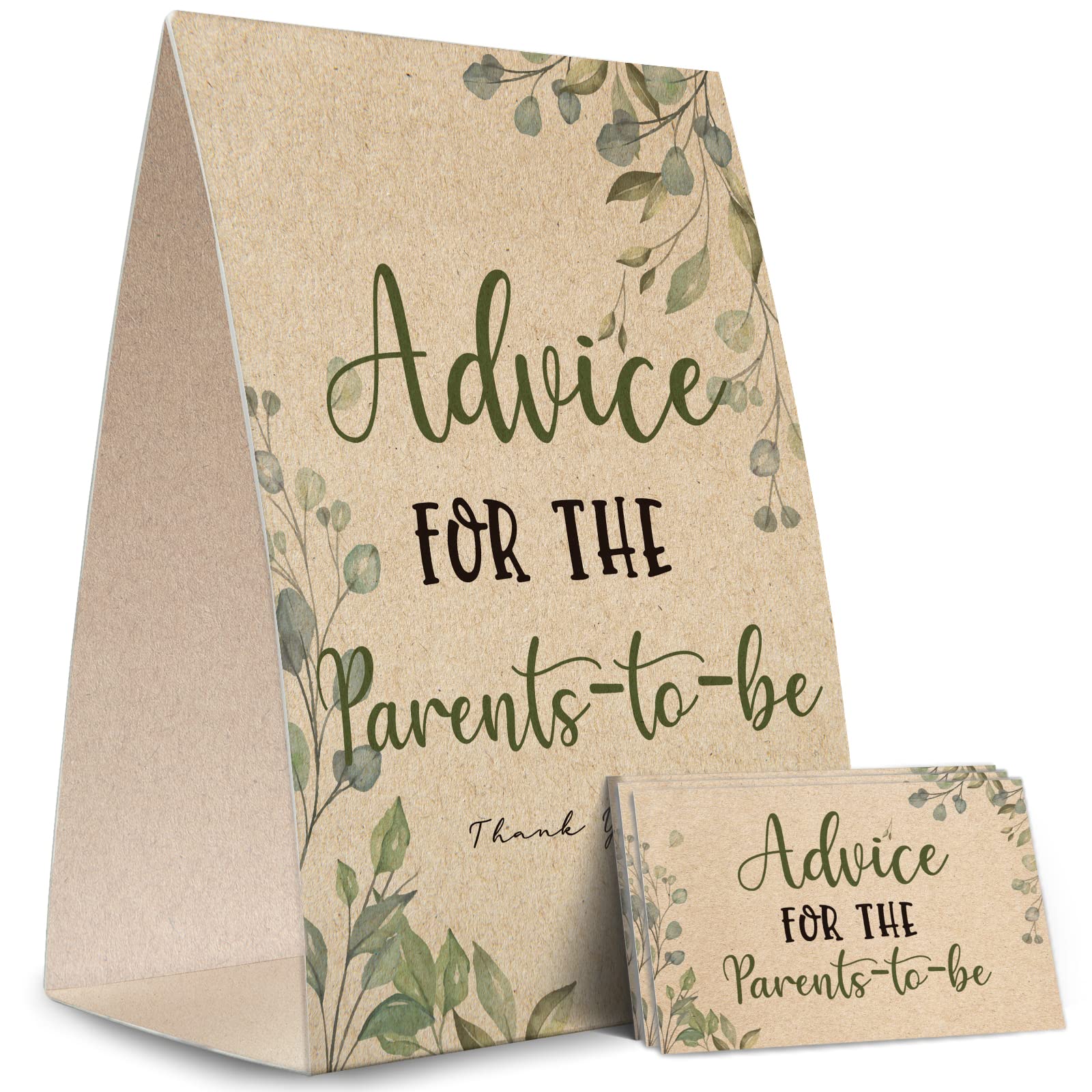 Advice for the Parents-to-Be Sign, Baby Shower Advice Game Kit (1 Standing Sign + 50 Advice Cards), Baby Showers Decorations-NPZAD02