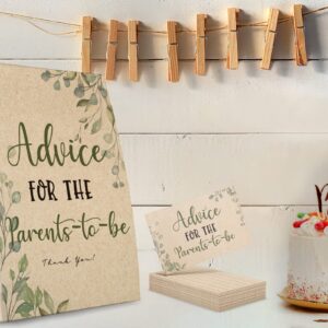 Advice for the Parents-to-Be Sign, Baby Shower Advice Game Kit (1 Standing Sign + 50 Advice Cards), Baby Showers Decorations-NPZAD02