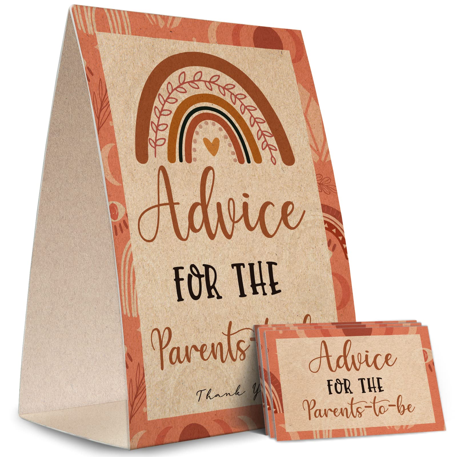 Advice for the Parents-to-Be Sign, Baby Shower Advice Game Kit (1 Standing Sign + 50 Advice Cards), Baby Showers Decorations-NPZAD08