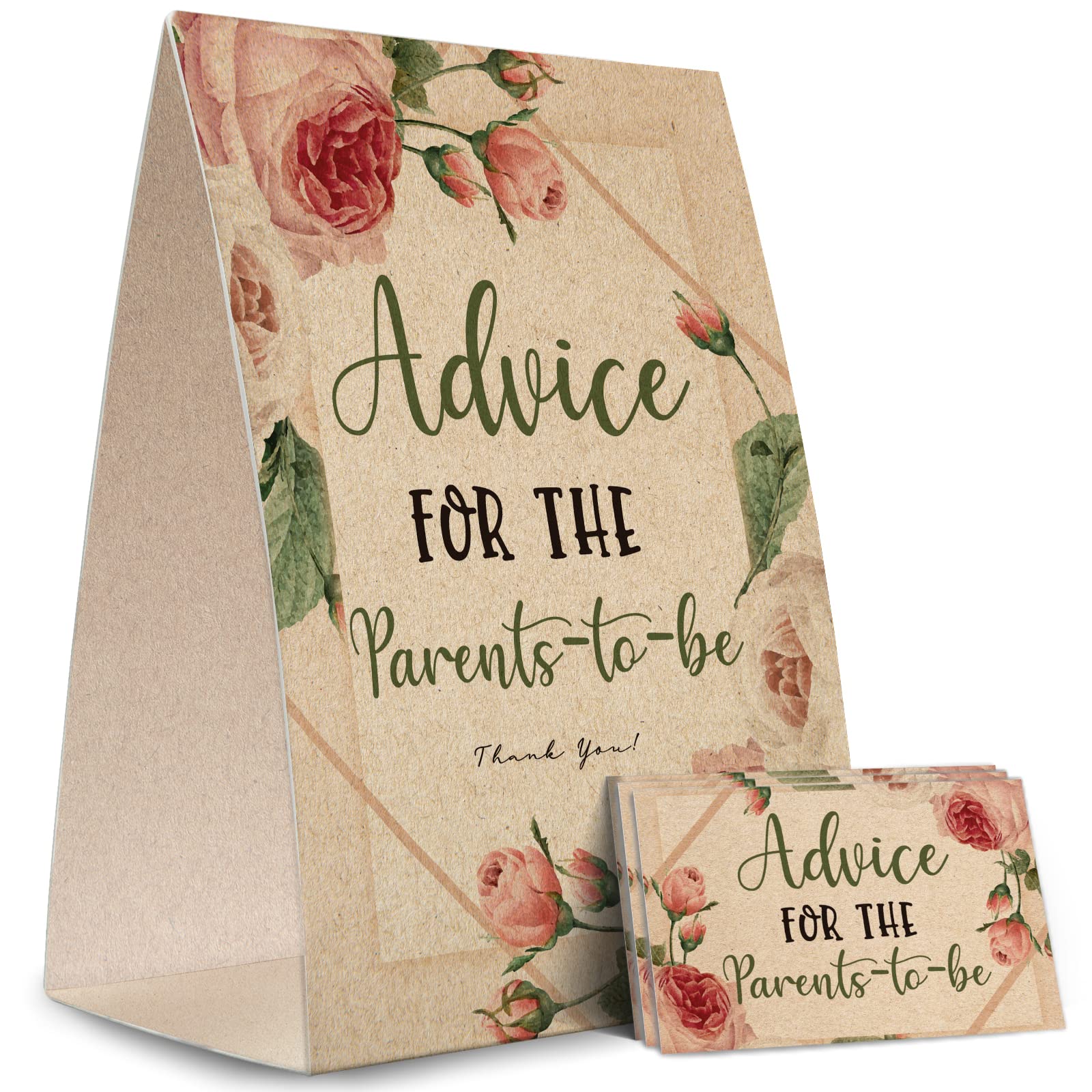 Advice for the Parents-to-Be Sign, Baby Shower Advice Game Kit (1 Standing Sign + 50 Advice Cards), Baby Showers Decorations-NPZAD16