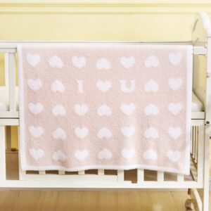 boboyoyo plush baby blankets for newborn girls boys heart soft fuzzy warm swaddle receiving blanket 30 x 30 polyester toddler blanket for crib stroller nursery pink