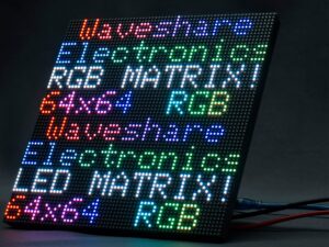 waveshare 64x64 4096 pixels rgb full-color led matrix panel 3mm pitch displaying text/colorful image/animation adjustable brightness chainable design,compatible with arduino/raspberry pi