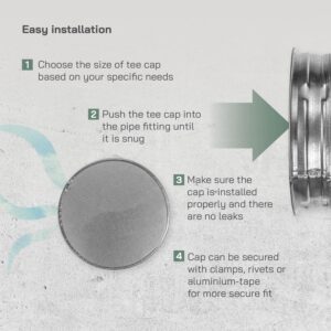 Vent Systems 4" Inch Pack of 2 Metal Tee Caps. Galvanized Steel End Cap. Dryer Vent Cover. Dryer Duct End Cap. 4In Steel End Cap. Steel Plug 4Inch. Round Metal Duct Fitting. Reusable