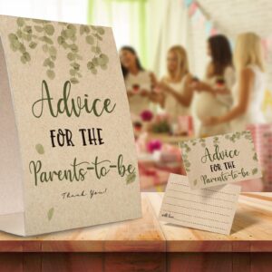 Advice for the Parents-to-Be Sign, Baby Shower Advice Game Kit (1 Standing Sign + 50 Advice Cards), Baby Showers Decorations-NPZAD13