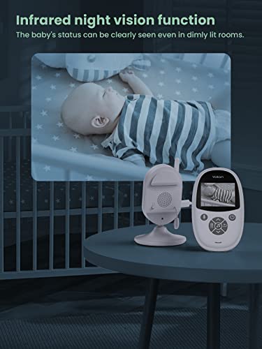 YOTON Portable 2.4" Baby Monitor YB01 with Camera and Audio, Auto Night Vision, 2-Way Talk,Temperature Monitor and 8 Lullabies VOX Mode,for Pet,Plug & Play