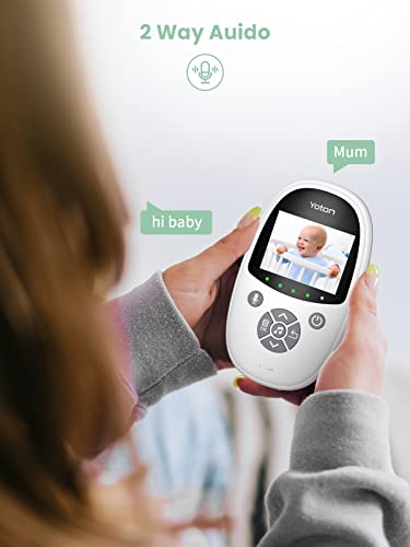 YOTON Portable 2.4" Baby Monitor YB01 with Camera and Audio, Auto Night Vision, 2-Way Talk,Temperature Monitor and 8 Lullabies VOX Mode,for Pet,Plug & Play