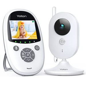 yoton portable 2.4" baby monitor yb01 with camera and audio, auto night vision, 2-way talk,temperature monitor and 8 lullabies vox mode,for pet,plug & play