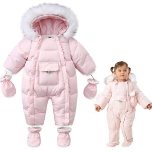 xifamniy baby boys and grils winter snowsuit outwear hooded footie snow suits toddler 3-24m