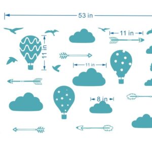 UILMNIY DIY Nursery Room Clouds and Air Ballon Wall Decal Removable Arrows Birds Airballon Wall Decor Sticker for Baby Bedroom Vinyl Kids Room Fashio Designed Wallpaper Stickers AFN19 (Teal Green)