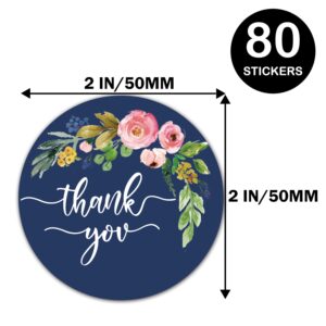 2" Round Blush Floral Thank You Favor Stickers- FloralThank You Labels for Wedding, Bridal Shower, Baby Shower, Small Business, Bakeries, Handmade Goods, Birthday Party Favors(80 Labels)