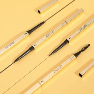 Docolor Makeup Micro Brow Pencil, Definer Eyebrow Pencil,Dual-Sided,Ultra-Fine Mechanical Pencil, Soft Brown and Black,2 Count