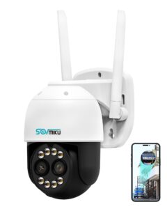 sovmiku 4mp 8x optical/digital zoom wireless outdoor security cameras,auto tracking,360° ptz wifi camera,human detection,2-way audio,24/7 record,alexa