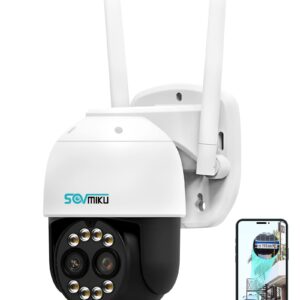 SOVMIKU 4MP 8X Optical/Digital Zoom Wireless Outdoor Security Cameras,Auto Tracking,360° PTZ WiFi Camera,Human Detection,2-Way Audio,24/7 Record,Alexa