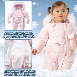 XIFAMNIY Baby Boys and Grils Winter Snowsuit Outwear Hooded Footie Snow Suits Toddler 3-24M