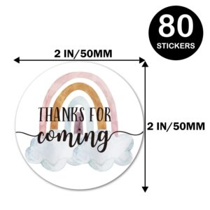 2" Round Boho Thank You Favor Stickers - Boho Thank You Labels for Wedding, Bridal Shower, Baby Shower, Small Business, Bakeries, Handmade Goods, Birthday Party Favors(80 Labels)