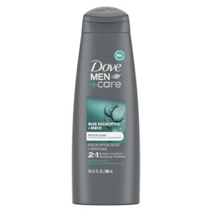 dove men+care 2 in 1 shampoo & conditioner eucalyptus & birch for healthy-looking hair naturally derived plant based cleansers 12 oz