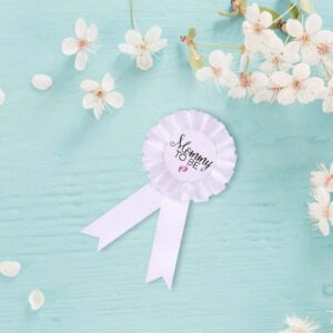 CoolerthingsDG, 1 Mommy to be Tinplate Badge Pin - Baby Shower Button New Mom Gifts Gender Reveals Party Baby Girl White Rosette Button Baby Celebration (White, pink footprint)