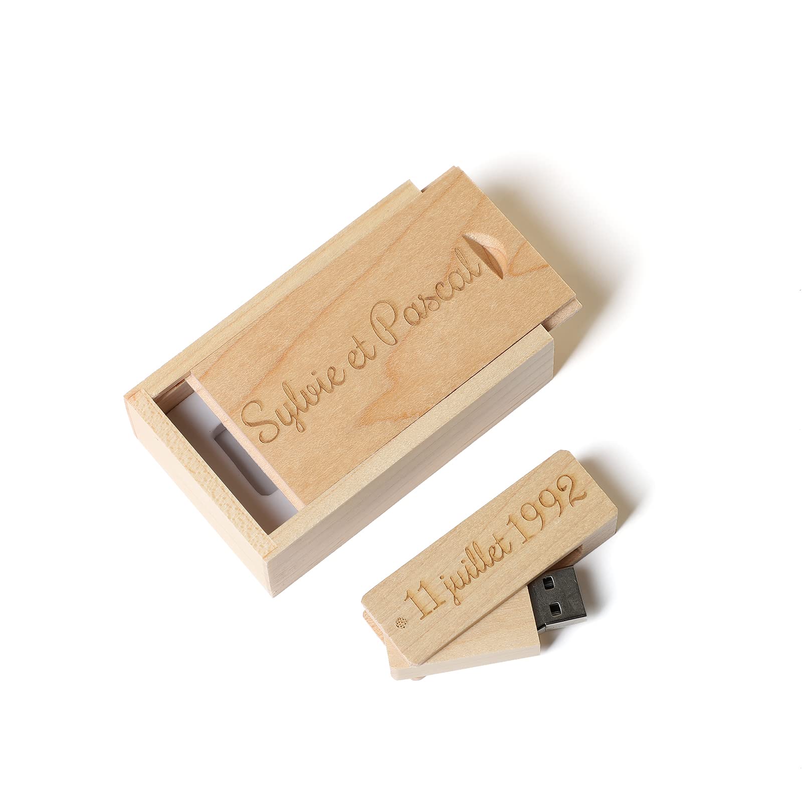 Customized Gift Personalised Engraved USB 2.0 Flash Drive Memroy Stick, Personalised Gift Engraved Wooden USB Flash Drive for Wedding, Graduation, Birthday