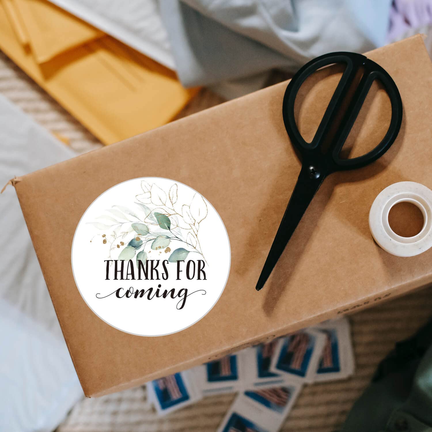 2" Round Greenery Thank You Favor Stickers- Thank You Labels for Wedding, Bridal Shower, Baby Shower, Small Business, Bakeries, Handmade Goods, Birthday Party Favors(80 Labels)