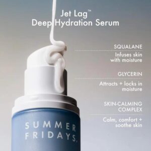 Summer Fridays Jet Lag Deep Hydration Serum - Hydrating Face Serum for Dry Skin with Glycerin & Squalane - Helps Soothe Skin and Improve the Appearance of Fine Lines & Wrinkles - Fragrance Free (1 Oz)