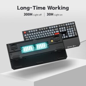 Hexgears PowerBlade X5 Wireless Mechanical Gaming Keyboard, Pudding PBT Keycaps, Full Size 108-Key, Kailh Box Switches, N-Key Rollover, Anti-Ghosting, White Backlight, Wrist Rest, 2.4GHz Wireless