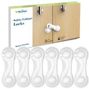 trilink cabinet locks for babies 6 pack, baby proofing baby safety locks, child locks for cabinets, fridge locks for kids, strong adhesive no drilling-durable-multifunctional for furniture kitchen