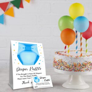 Diaper Raffle Baby Shower Game -Blue Diapers Insert Ticket - Baby boy Shower Game -Baby boy Shower Ideas- Baby Showers Decorations - Baby Showers Party Decorations Game Cards Kit (1 Sign & 50 Cards)