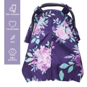 Baby Carseat Cover Girls & Summer Cozy Sun & Warm Cover, Purple Flower