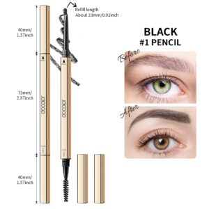 Docolor Makeup Micro Brow Pencil, Definer Eyebrow Pencil,Dual-Sided,Ultra-Fine Mechanical Pencil, Soft Brown and Black,2 Count