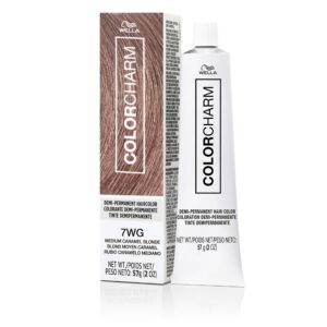 colorcharm demi permanent hair color| 7wg medium caramel blonde | gloss, refresh and tone | 2 fl oz