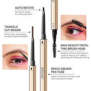 Docolor Makeup Micro Brow Pencil, Definer Eyebrow Pencil,Dual-Sided,Ultra-Fine Mechanical Pencil, Soft Brown and Black,2 Count