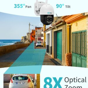 SOVMIKU 4MP 8X Optical/Digital Zoom Wireless Outdoor Security Cameras,Auto Tracking,360° PTZ WiFi Camera,Human Detection,2-Way Audio,24/7 Record,Alexa