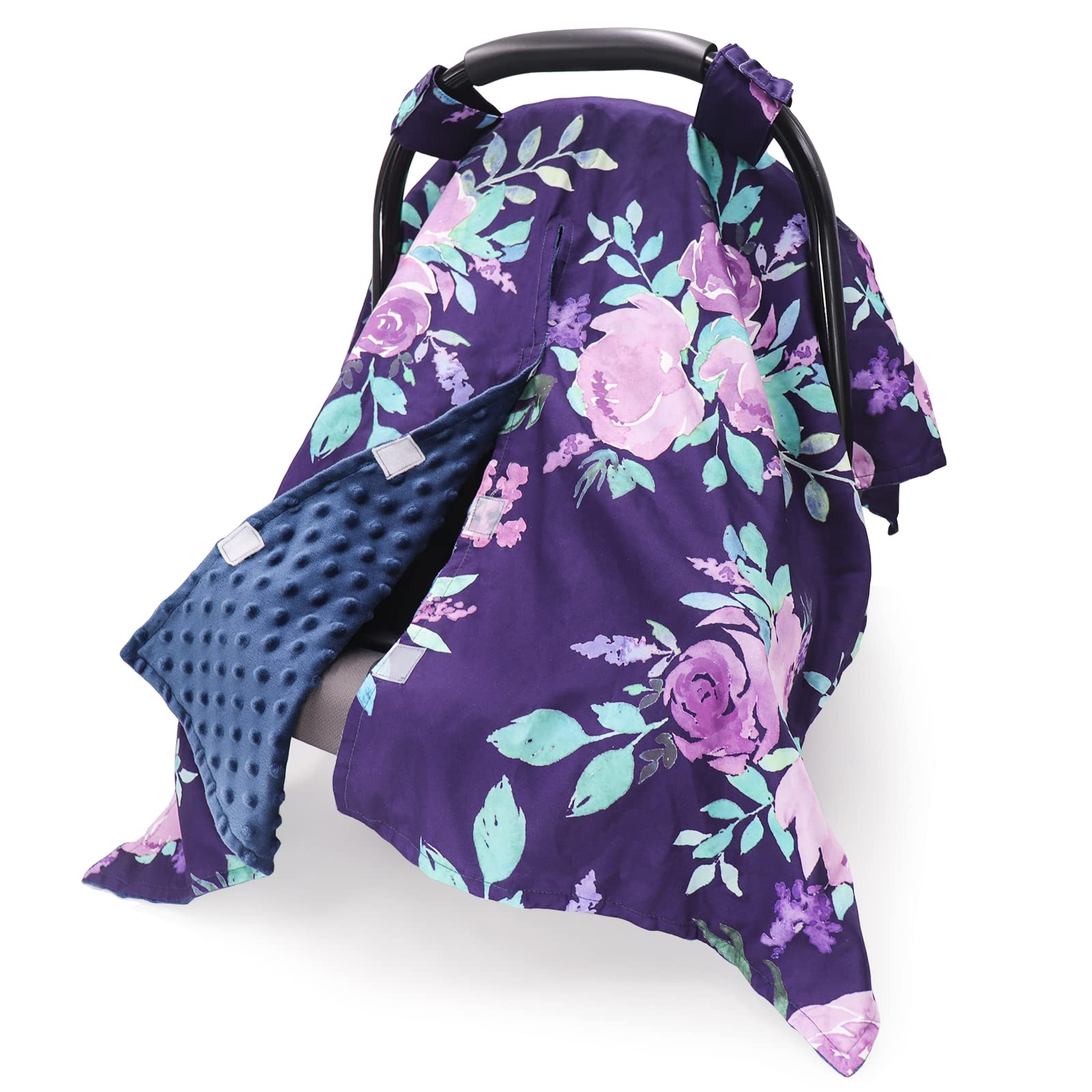 Baby Carseat Cover Girls & Summer Cozy Sun & Warm Cover, Purple Flower