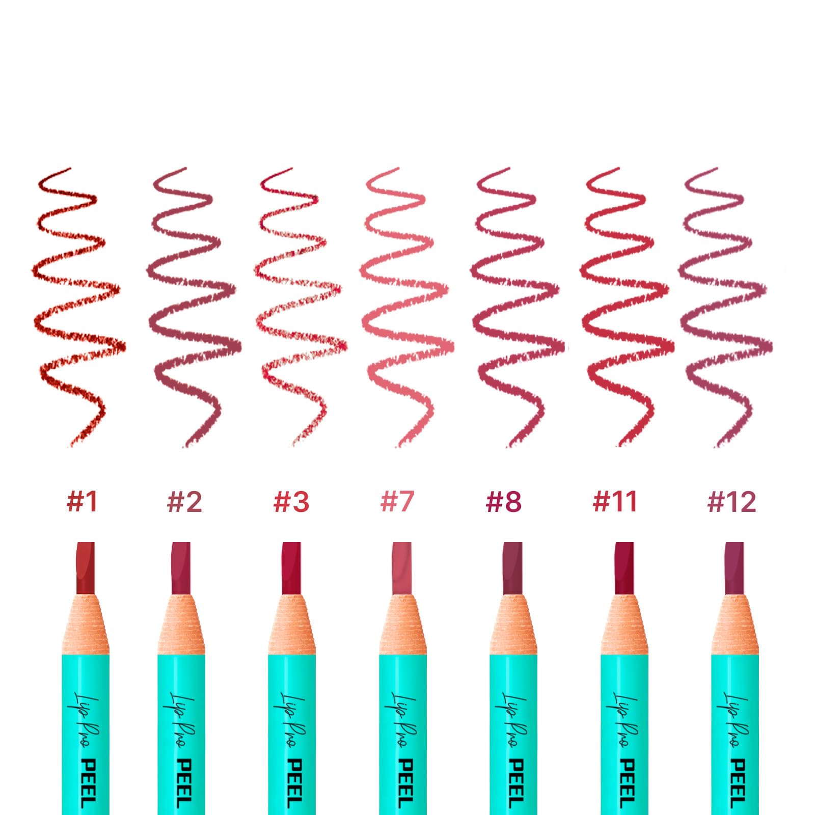 BRAWNA [ Upgrated Version ] 12 Lip Pro Pencils for Lip & Brow Mapping with Sharpener Blades - PMU Supplies - Red