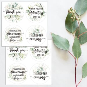 2" Round Greenery Thank You Favor Stickers- Thank You Labels for Wedding, Bridal Shower, Baby Shower, Small Business, Bakeries, Handmade Goods, Birthday Party Favors(80 Labels)