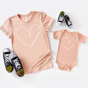 Olive Loves Apple Mommy & Me Matching Mama & Mini Doodle Heart Shirts & Bodysuits for Kids & Adults Mauve Shirt Adult Large