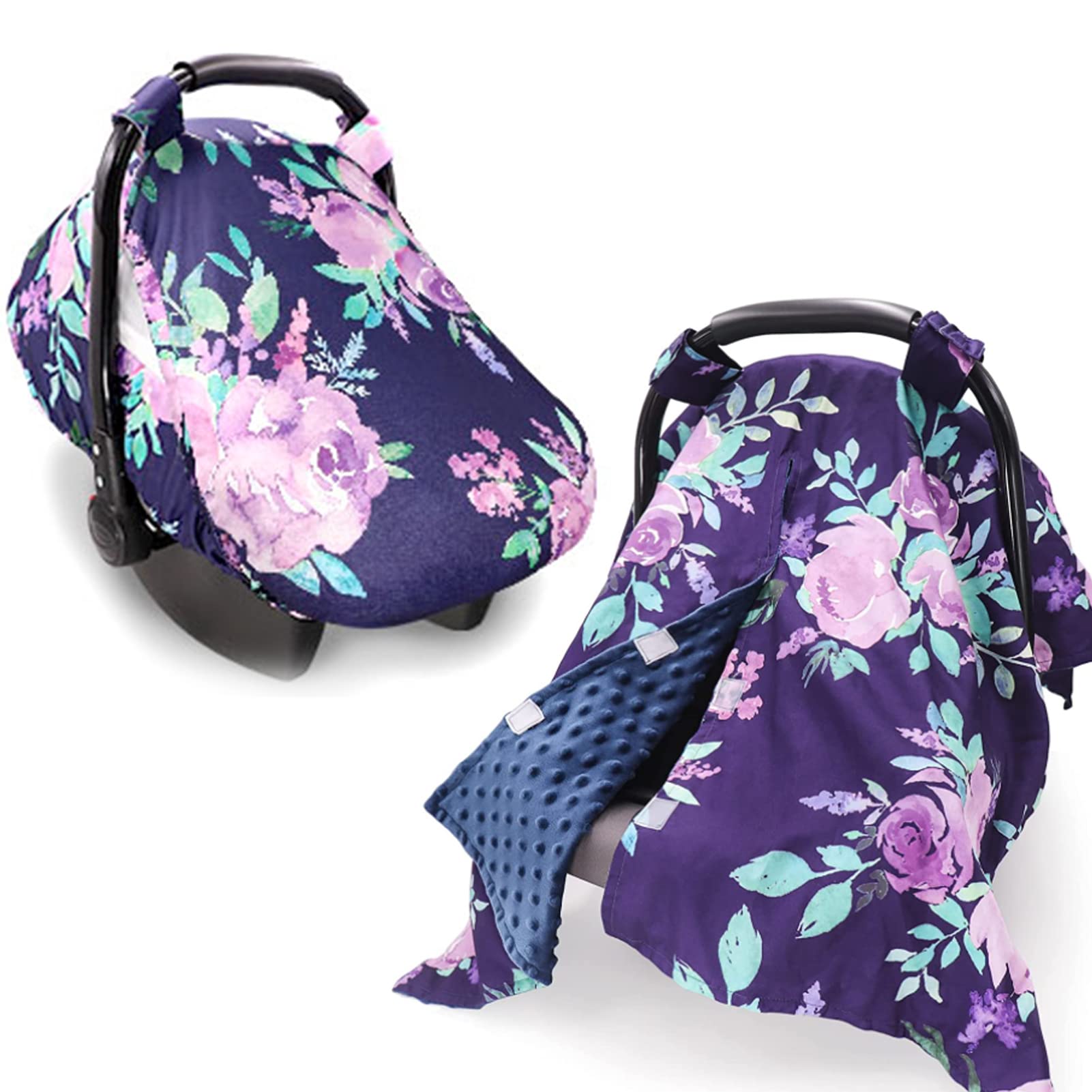 Baby Carseat Cover Girls & Summer Cozy Sun & Warm Cover, Purple Flower