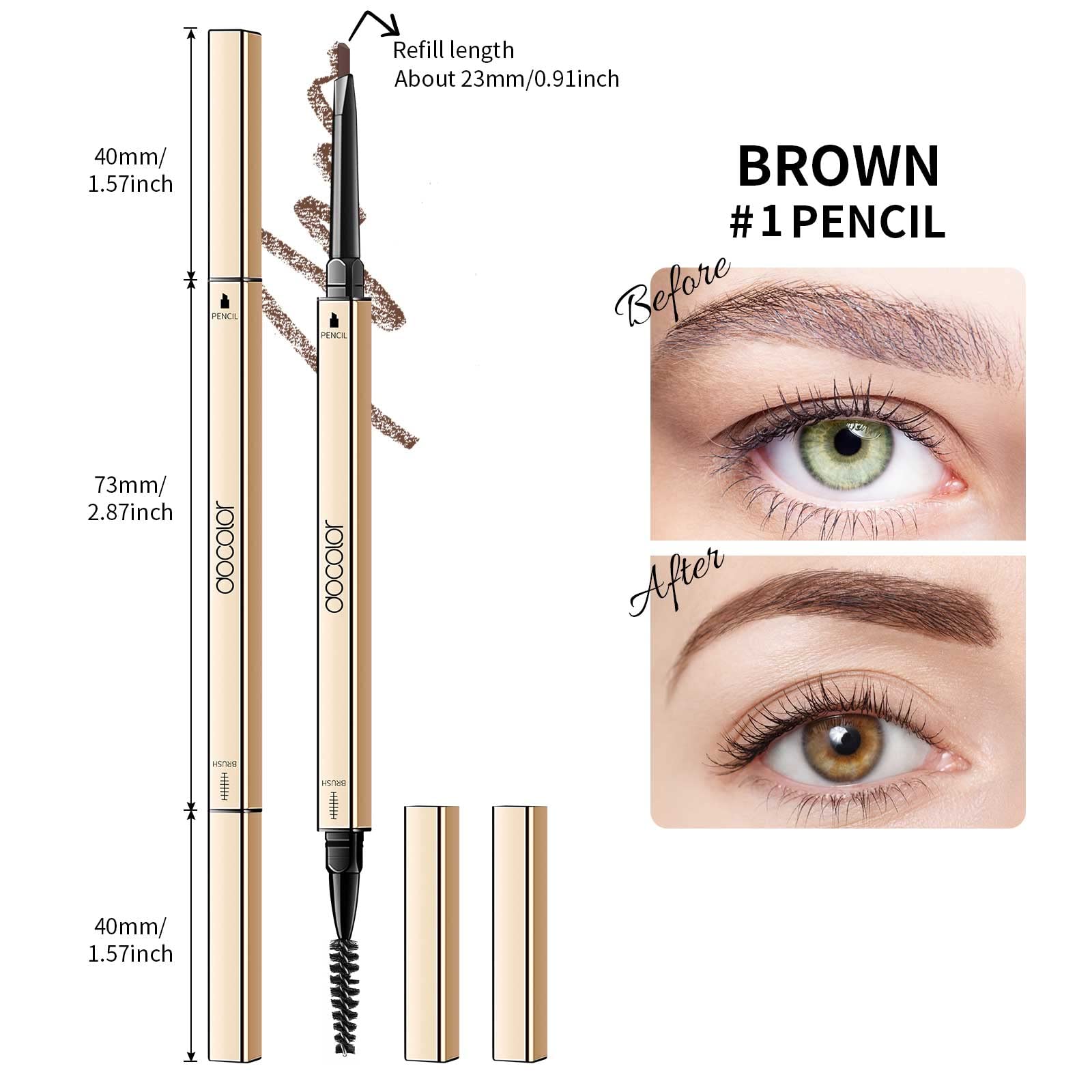 Docolor Makeup Micro Brow Pencil, Definer Eyebrow Pencil,Dual-Sided,Ultra-Fine Mechanical Pencil, Soft Brown and Black,2 Count