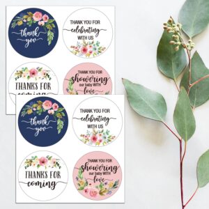 2" Round Blush Floral Thank You Favor Stickers- FloralThank You Labels for Wedding, Bridal Shower, Baby Shower, Small Business, Bakeries, Handmade Goods, Birthday Party Favors(80 Labels)