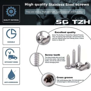 #4 x 3/4" Wood Screw 100Pcs 18-8 (304) Stainless Steel Pan Head Fast Self Tapping Drywall Screws by SG TZH