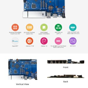 Banana Pi R2 Pro Smart WiFi Router Quad-core Cortex-A55 2GHz Dual Band Wireless Router Rockchip RK3568 with 2GB LPDDR4 +16GB eMMC Storage Support OpenWRT for NAS VPN Server