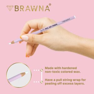 Brawna 12 Pack Brow Pro Peel Off Pencils For Lip & Eyebrow Mapping - Lip Blushing Supplies - Eyebrow Mapping - White