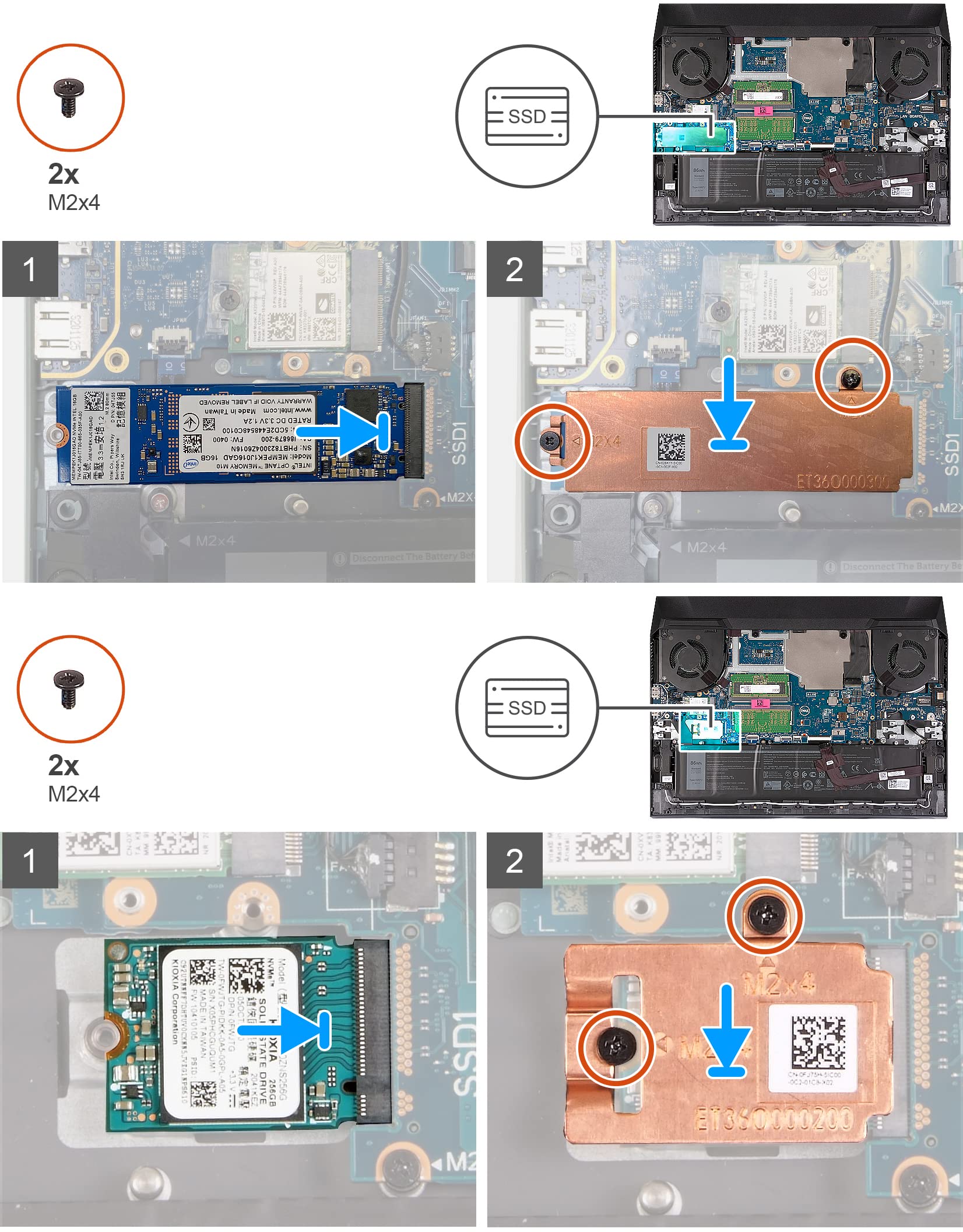 Deal4GO Slot 1 & Slot 2 M.2 2280 SSD Heatsink Copper Thermal Shield 2FHJR 02FHJR for Dell G15 5520 5521 5525 (2022)